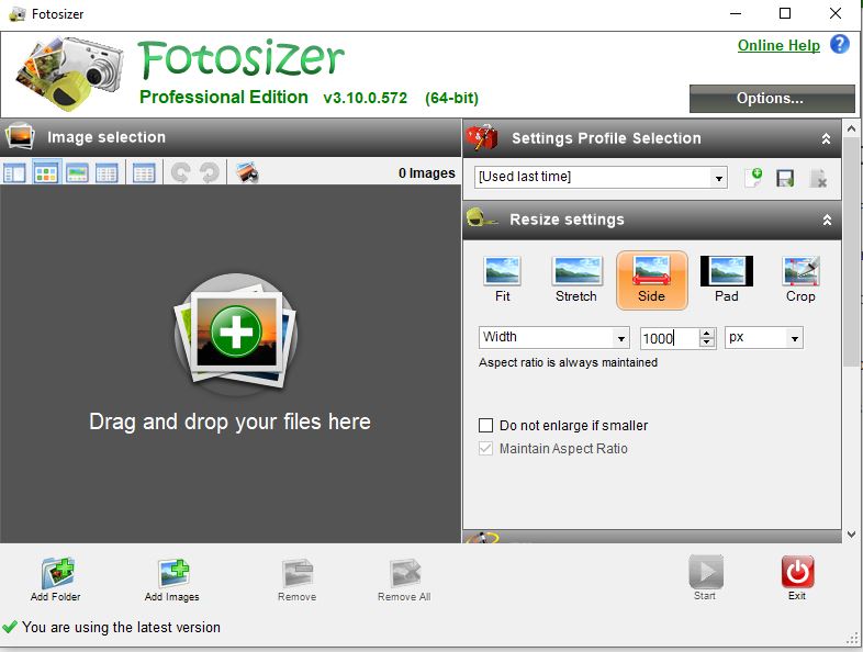 Screen print from Fotosizer software
